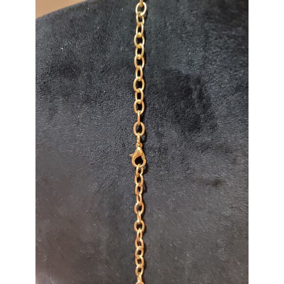 Women's Gold Chain Necklace With Lobster Clasp Black Rose Heart And Bead Charms - Picture 5 of 5